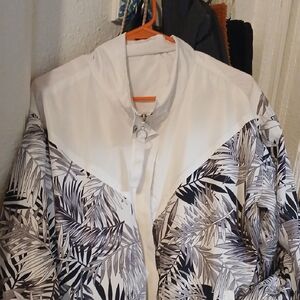Women's White and Black Patterned Jacket
